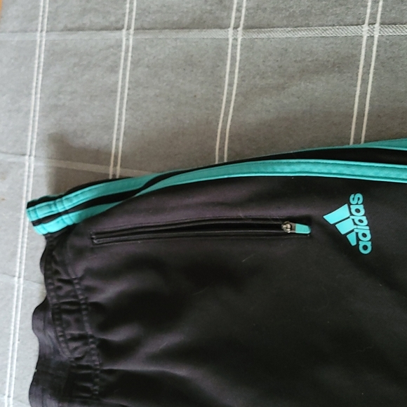 Adidas Womens trackpaints turquoise stripe size S - Picture 2 of 6